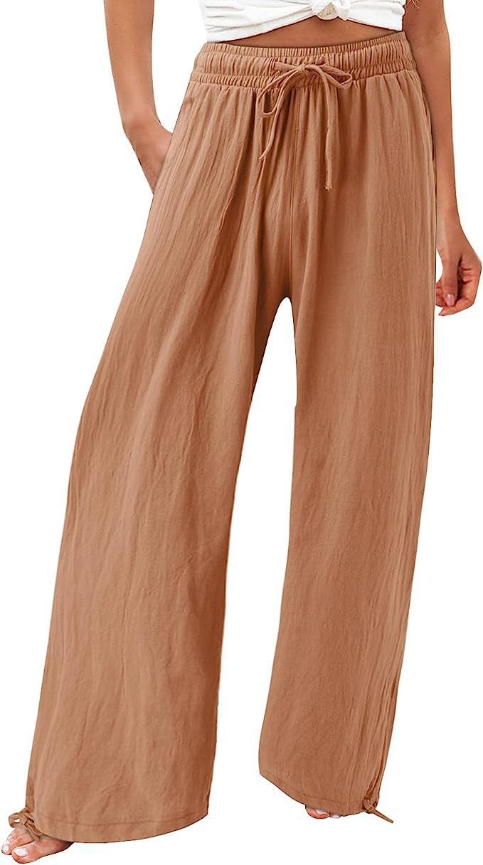 Loose summer pants for women in lightweight material with adjustable waist Lune London