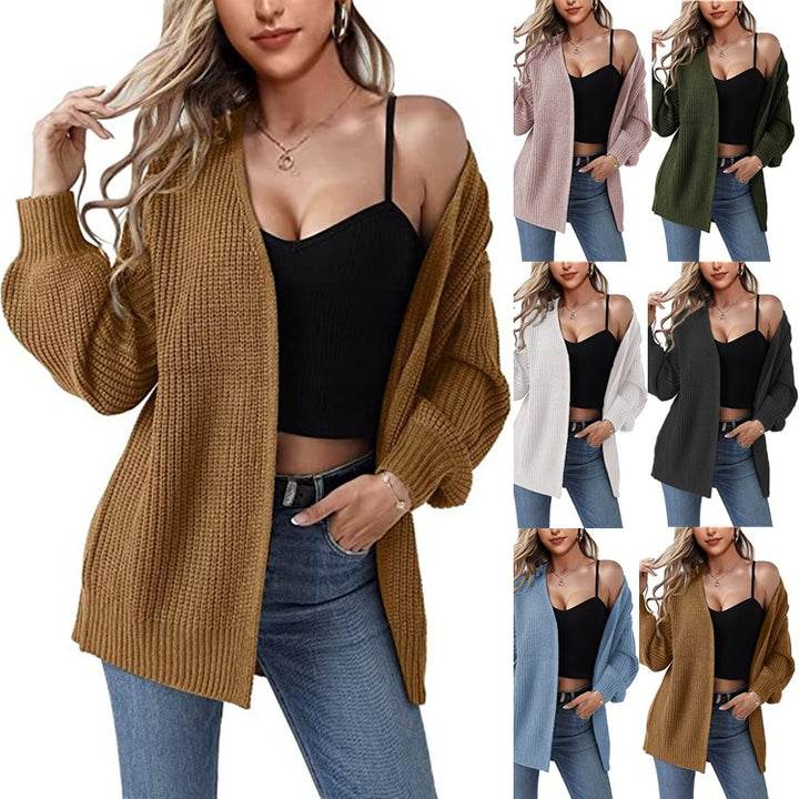 Ladies Large Sweater Cardigan with Open Pleats and Chic Relaxed Fit and Style