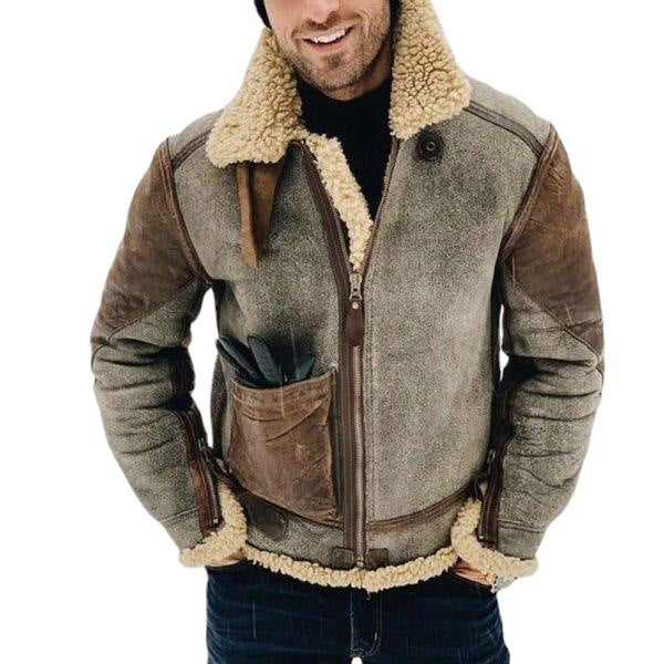 Men's leather jacket with warm lining and practical pockets Lune London