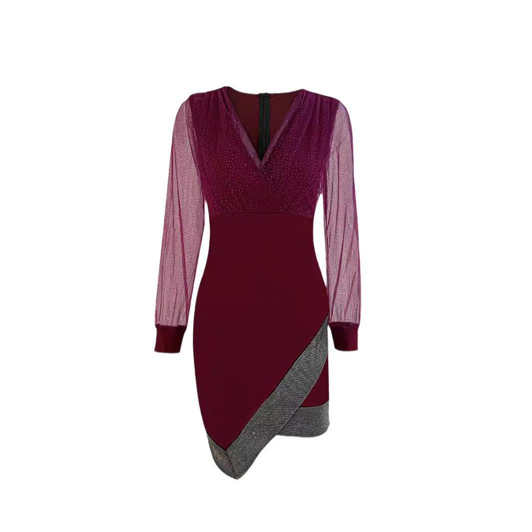 Evening dress for women with sparkling details and a modern wrapped cut Lune London