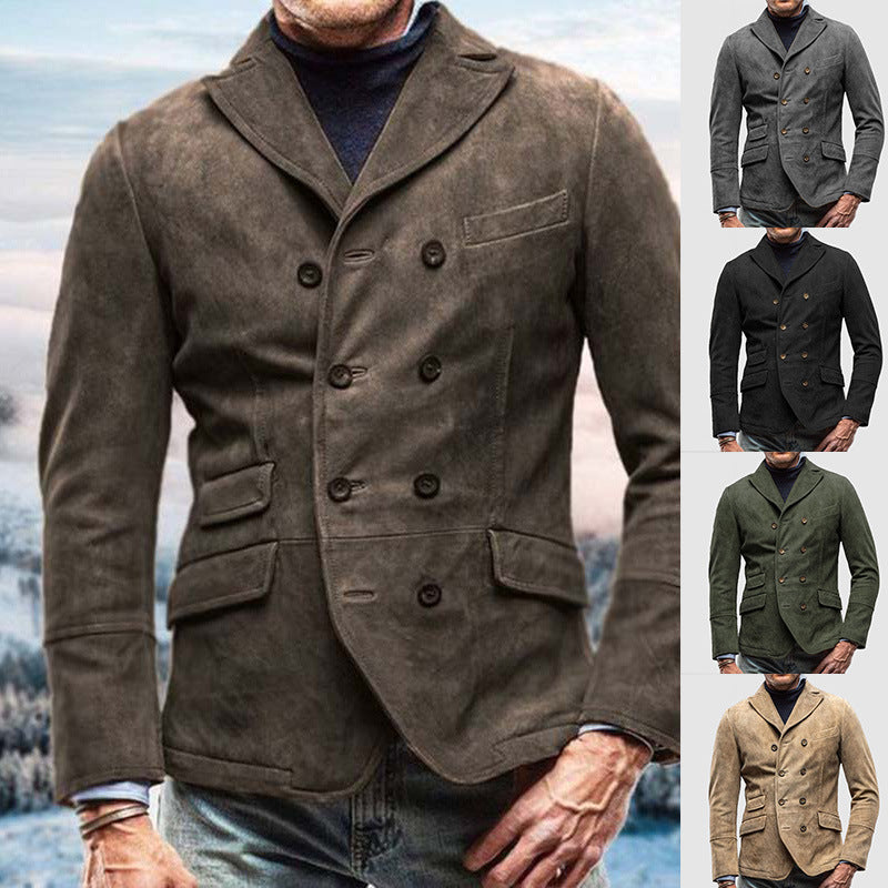Elegant suede blazer for men with double-breasted and practical pockets Lune London