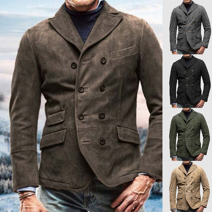 Elegant suede blazer for men with double-breasted and practical pockets Lune London
