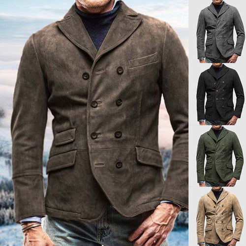 Elegant suede blazer for men with double-breasted and practical pockets Lune London