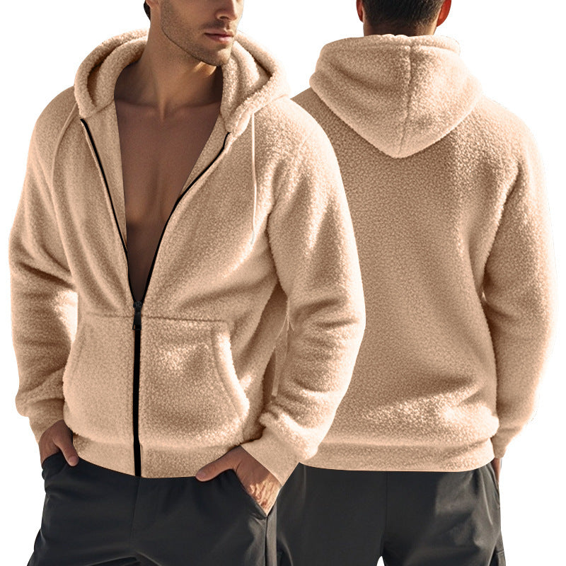 Men's cozy fleece jacket with hood and side pockets Lune London