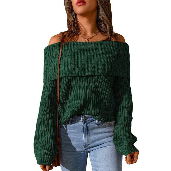 Comfortable knit sweater with off-the-shoulder Lune London