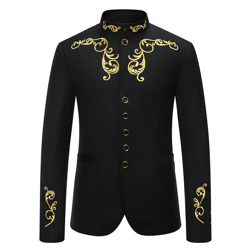 Men's Blazer Elegant with a Superb Golden Embroidery Lune London