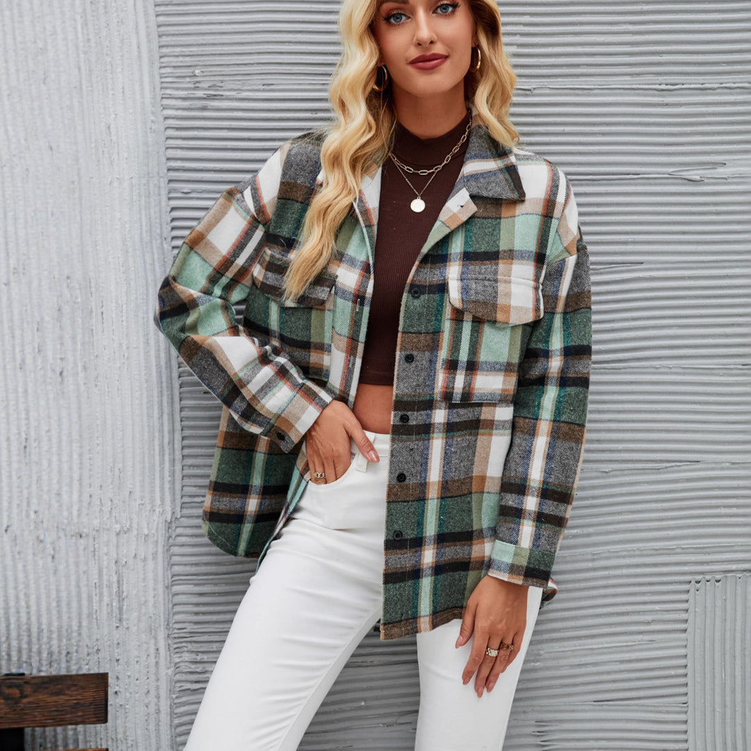 Checked pattern shirt jacket for women Chic & Stil