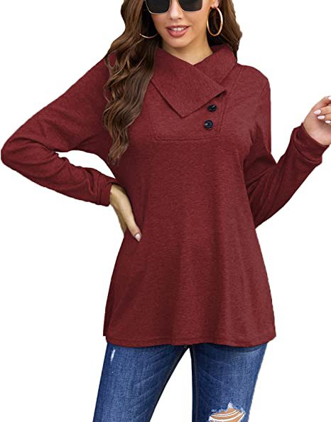 Woman Casual top with asymmetric collar and button detail Lune London