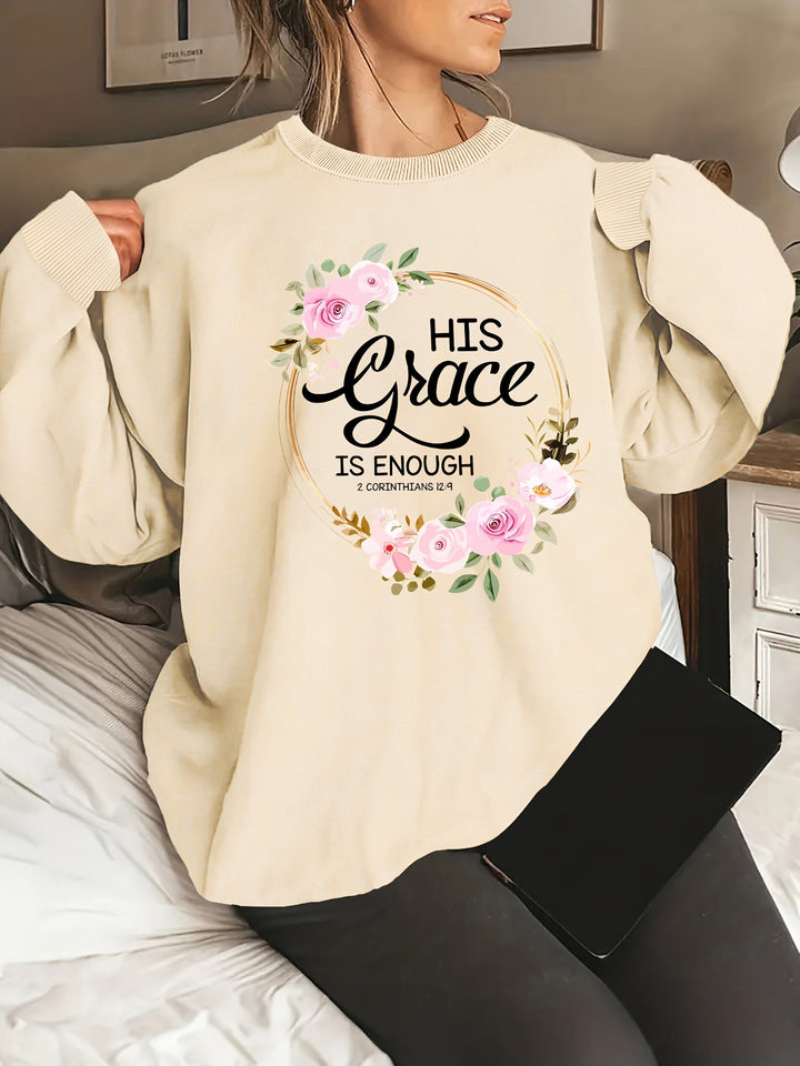 Sweat-shirt pour femmes avec lettres motivantes et design floral Chic & Stil