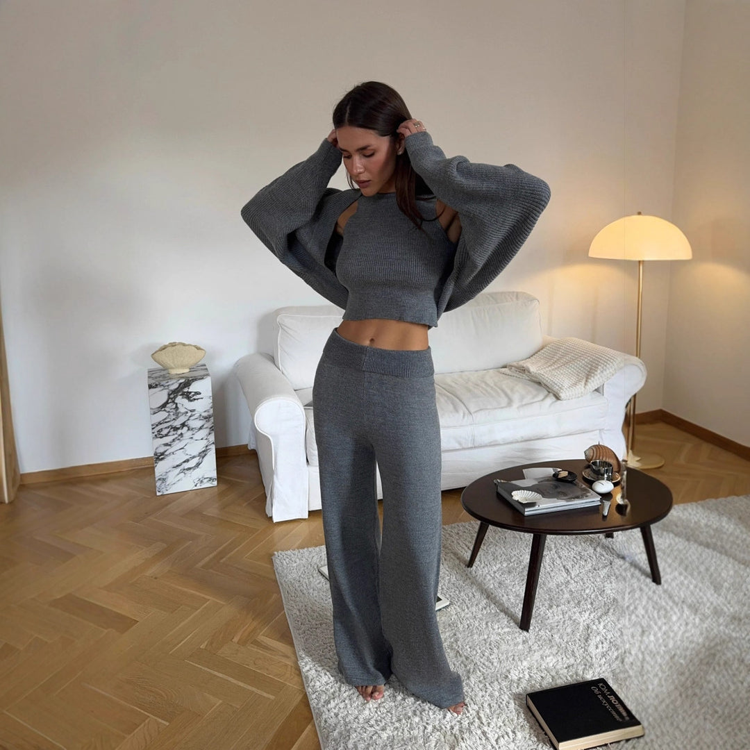 Ensemble de lounge en tricot pour femmes avec pantalon ample et pull ample Chic & Stil