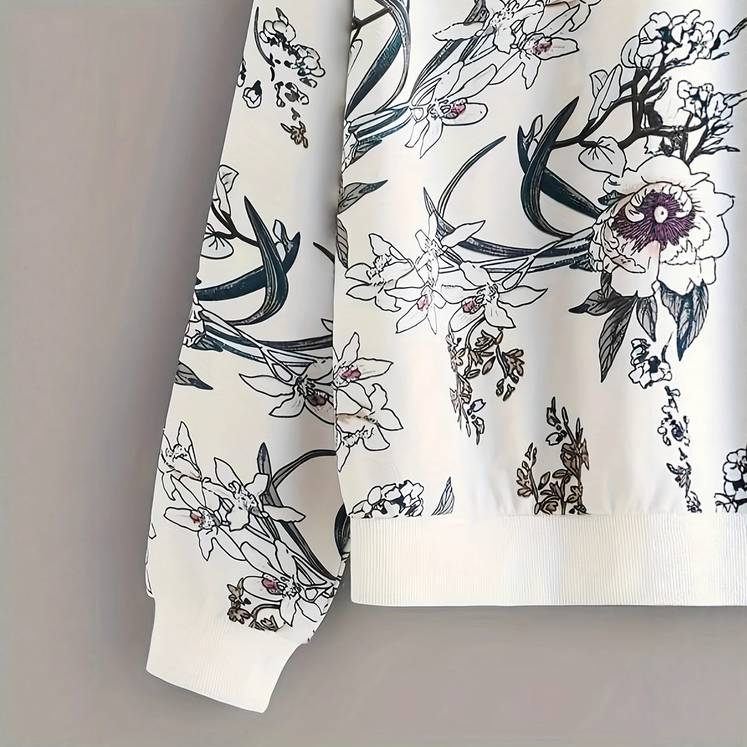 Sweat-shirt femme avec impression florale et coupe décontractée Chic & Stil