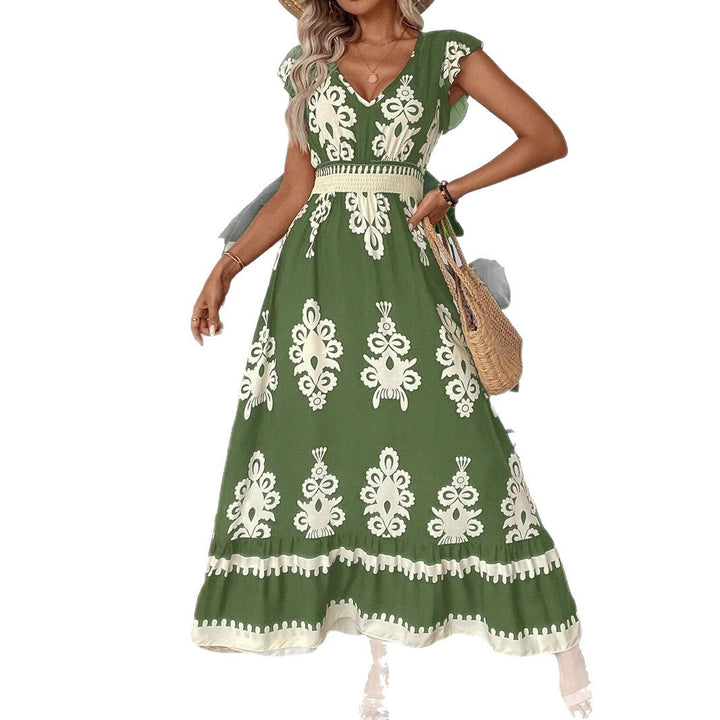 Bohemian floral maxi dress for women with short sleeves Lune London