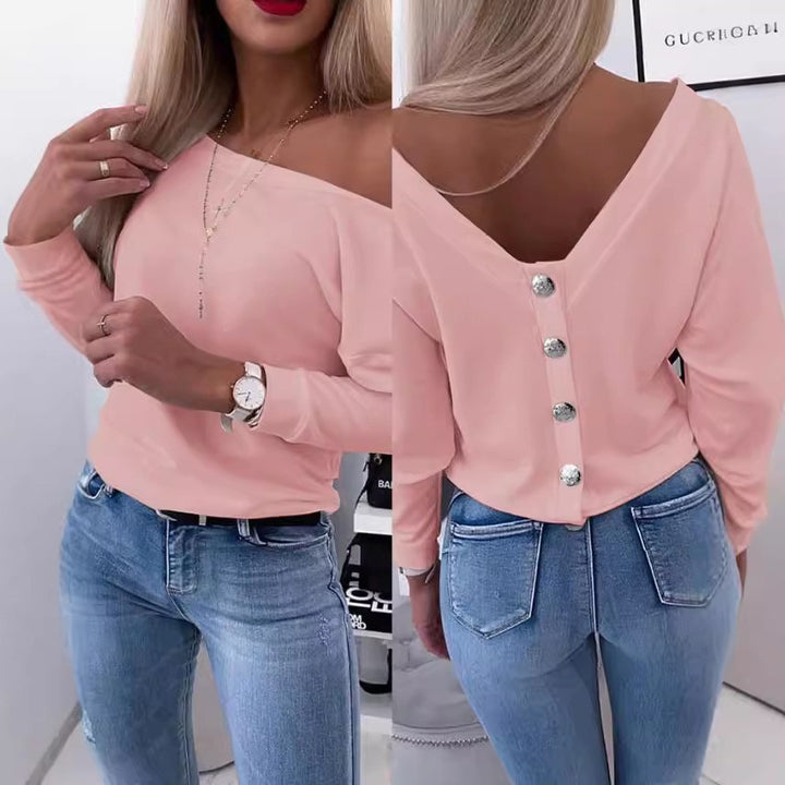 Women off-shoulder blouse with buttoned back Lune London