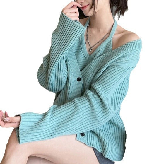 Cardigan en tricot épais pour femmes avec une coupe décontractée et un décolleté en V profond Chic & Stil
