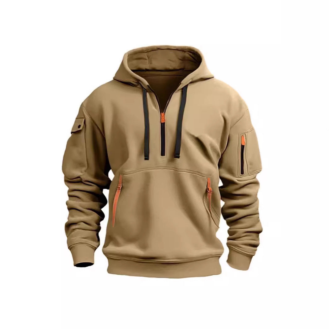 Women's hooded sweatshirt with functional pockets and modern stand-up collar Chic & Stil
