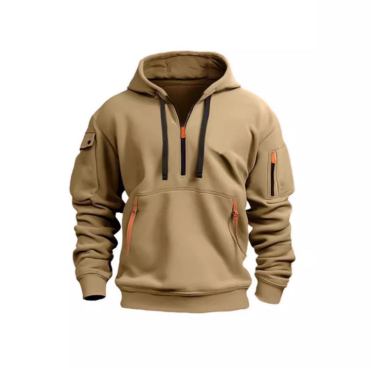 Women's hooded sweatshirt with functional pockets and modern stand-up collar Chic & Stil