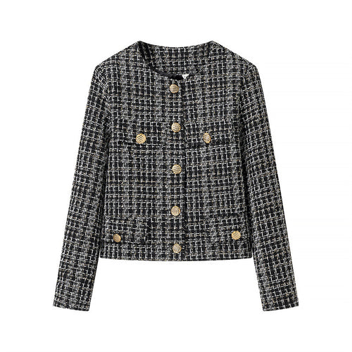 Elegant tweed jacket for women with gold buttons Lune London