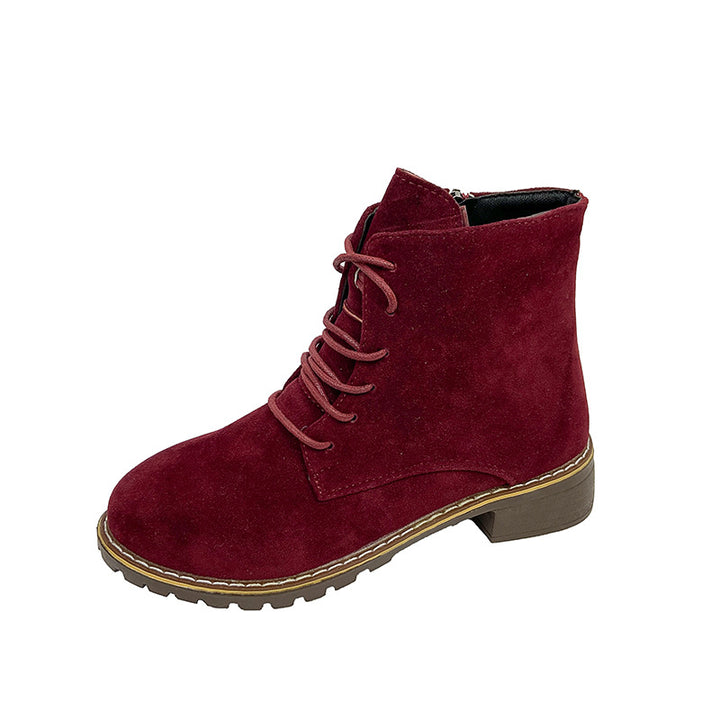 Fashionable women's suede ankle boots with additional zipper and lightweight contoured sole Lune London