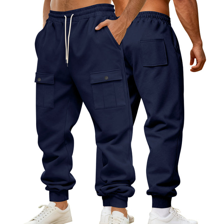 Men's Cargo Jogging Pants with Elastic Waistband and Functional Pockets Lune London