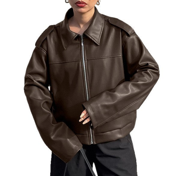 Women’s faux leather jacket with a slim fit and modern details Lune London