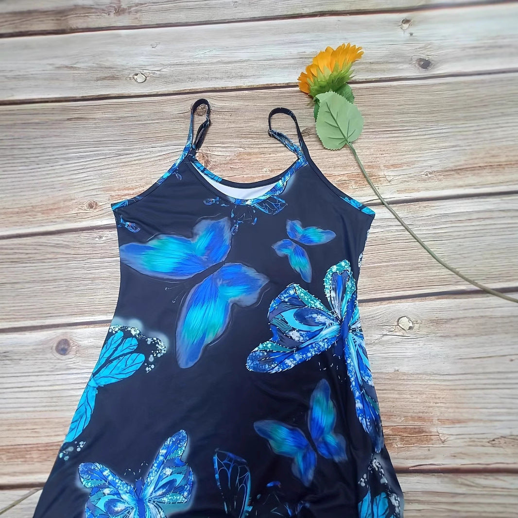 Maxi dress for women with sparkling butterfly design and practical pockets Lune London