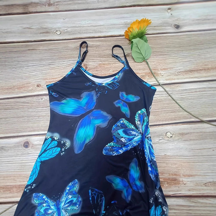 Maxi dress for women with a sparkling butterfly design and practical pockets Lune London