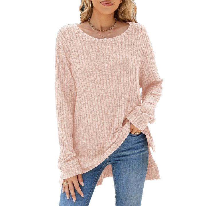 Lune London Ribbed Velvet Long Sleeve Casual T-Shirt for Women