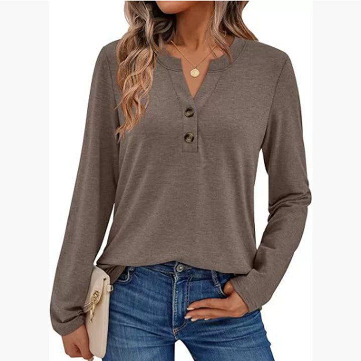 Long sleeve women's t-shirt with button details Lune London