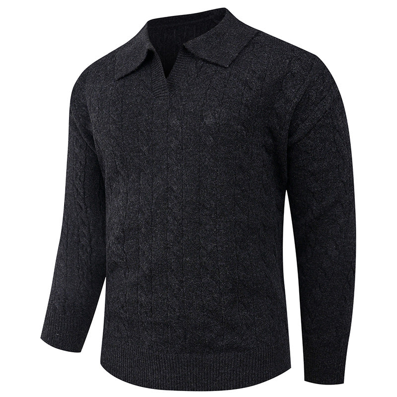 Elegant knitted sweater for men with modern cable pattern Lune London