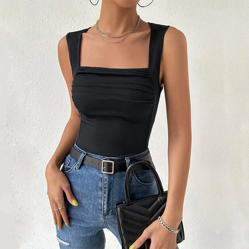 Débardeur ajusté pour femmes avec décolleté carré et fronces Chic & Stil