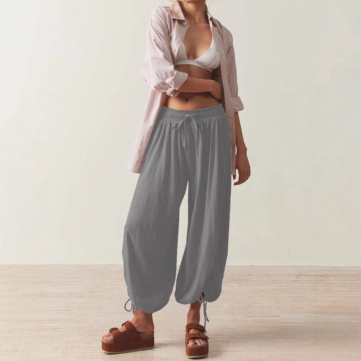 Casual harem pants for women with elastic waistband and drawstring Lune London