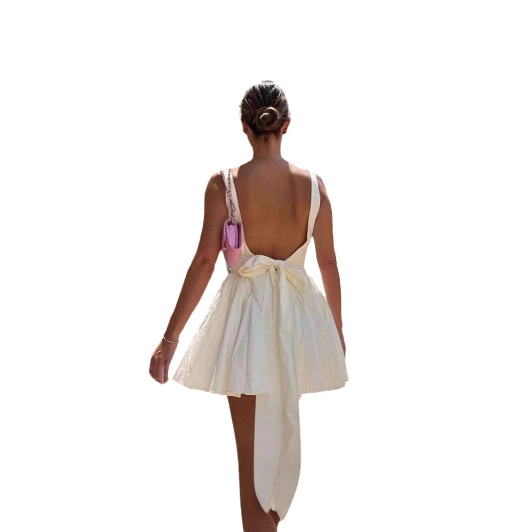Women Playfully Cut Mini Dress with Square Neckline and Flared Skirt Lune London