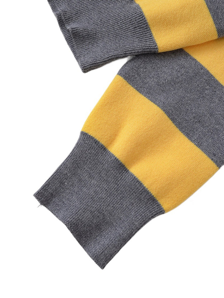 Casual knitted sweater for women with stylish stripes and a polo collar Lune London