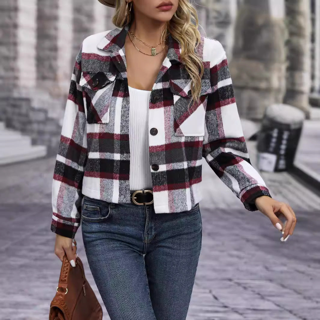 Ladies Checked Flannel Jacket with Pockets Lune London