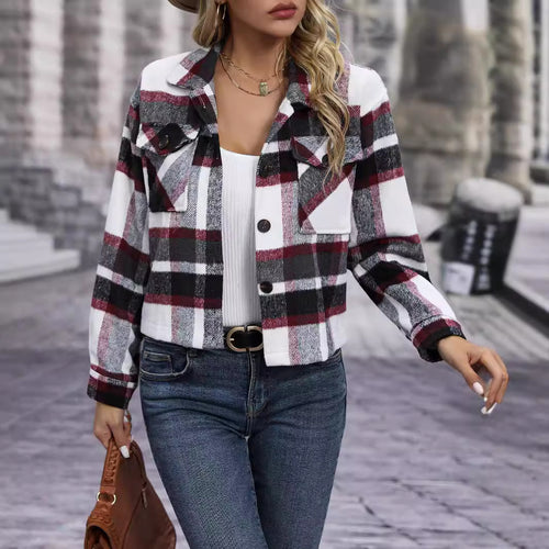 Ladies Checked Flannel Jacket with Pockets Lune London