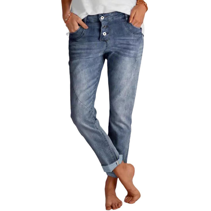 Women Denim Relaxed Fit Button Closure Jeans Lune London