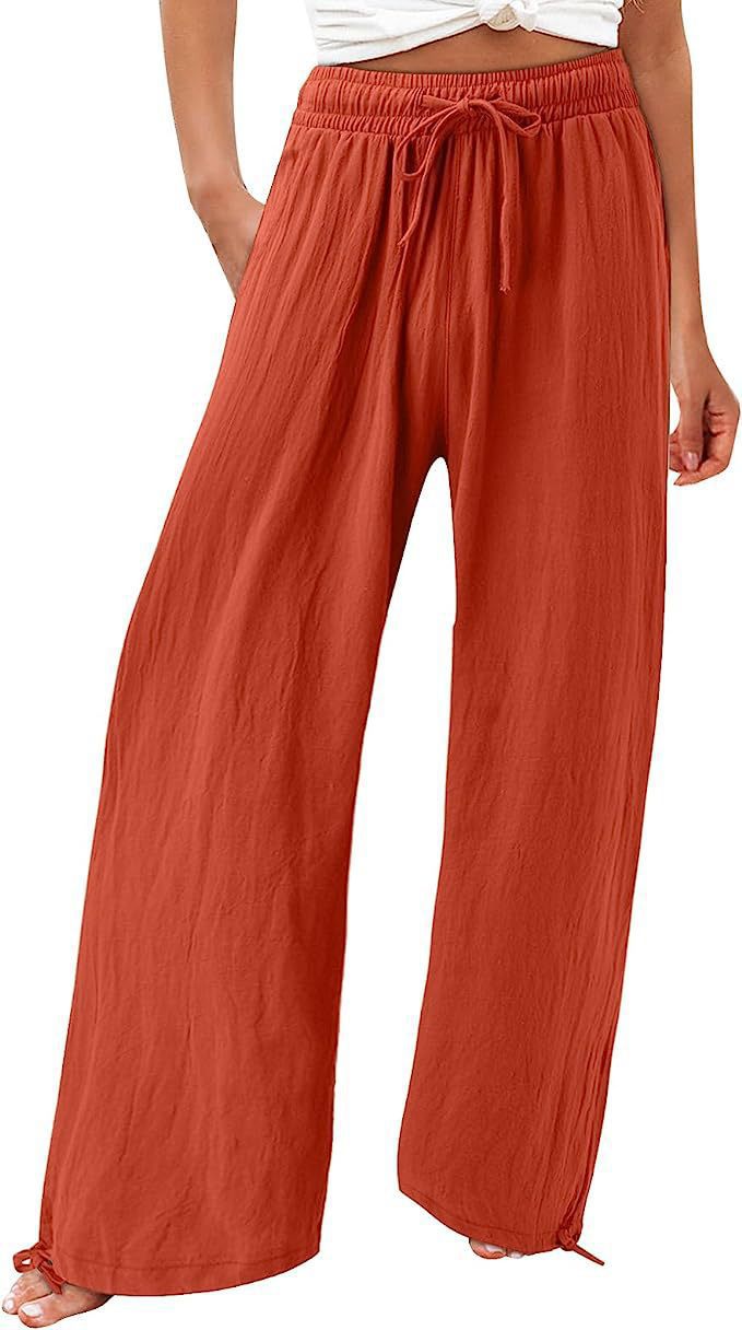 Loose summer pants for women in lightweight material with adjustable waist Lune London