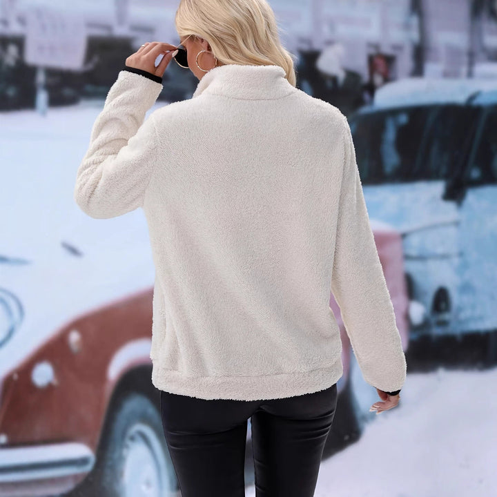 Lune London | Women's Fleece Pullover with Stand-Up Collar and Zipper