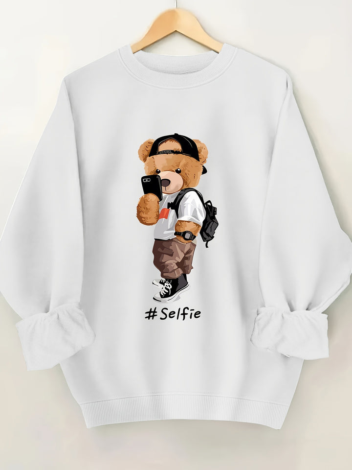 Sweatshirt pour femmes avec design artistique d'ours et coupe décontractée Chic & Stil