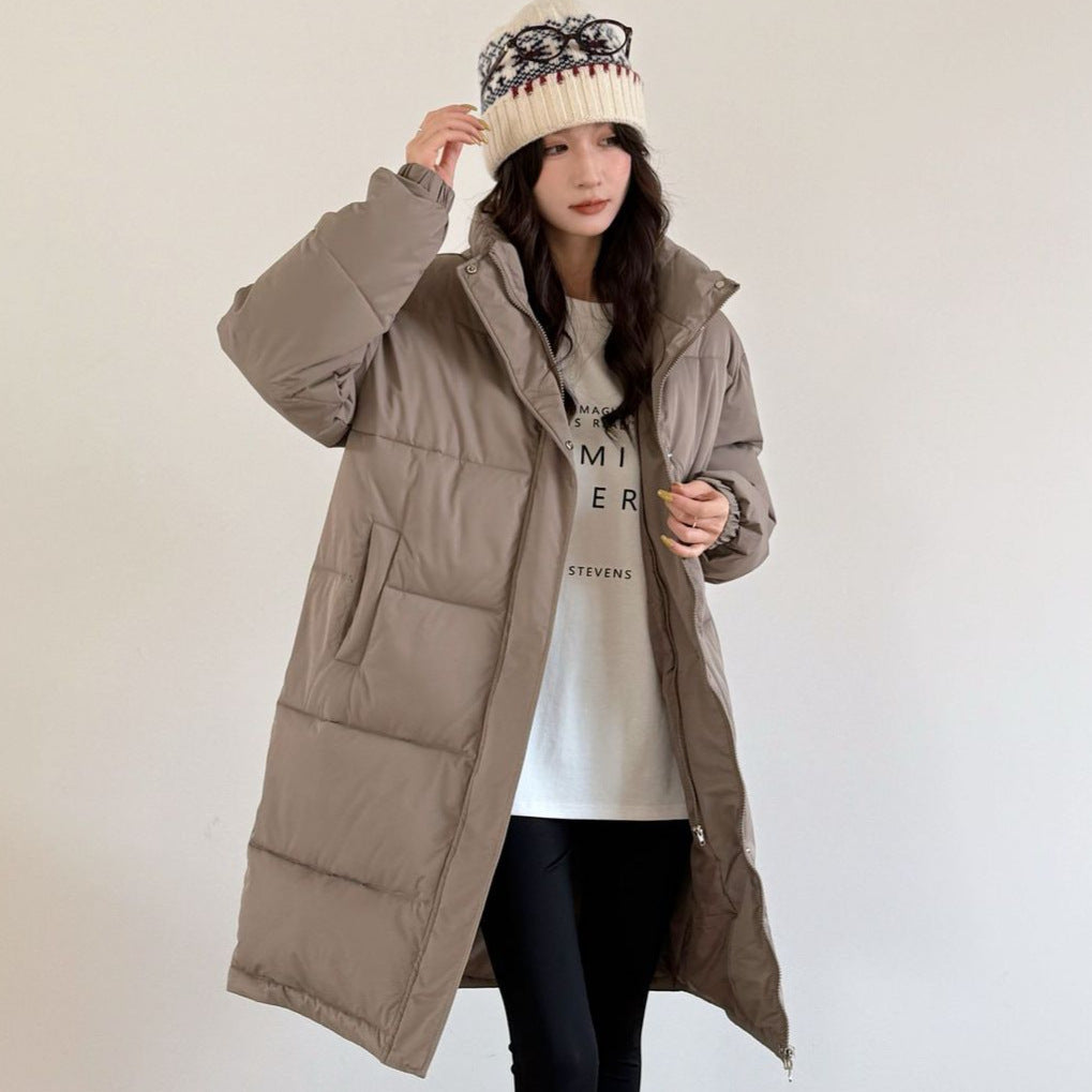 Ladies elegant winter padded parka with faux fur collar and practical pockets Lune London