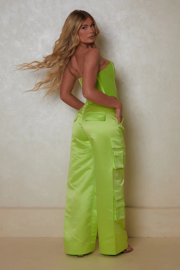 Ladies combined corset top with trendy cargo pants Lune London
