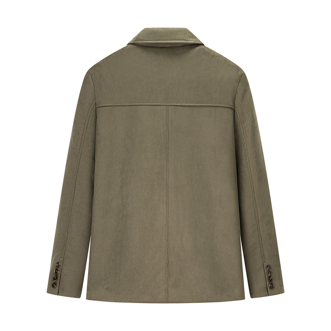 Veste en daim tendance pour dames avec poches élégantes et détails de boutons Lune London
