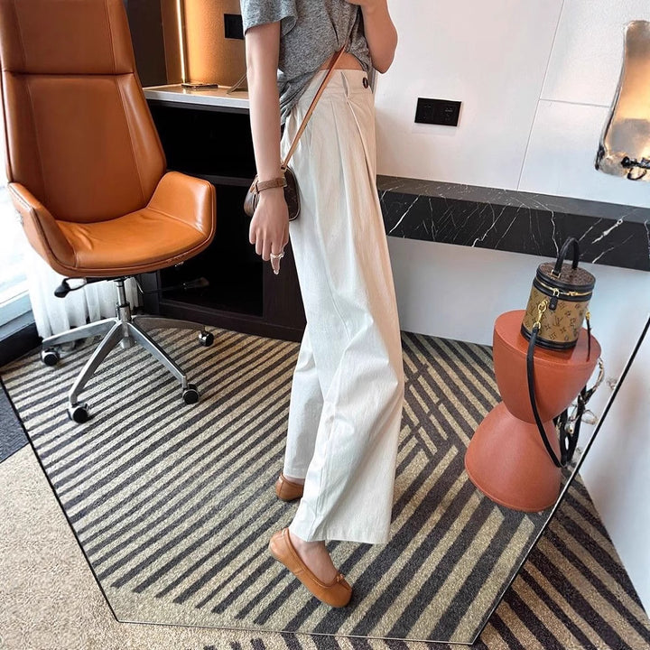 Pantalons larges pour femmes avec taille haute et poches latérales