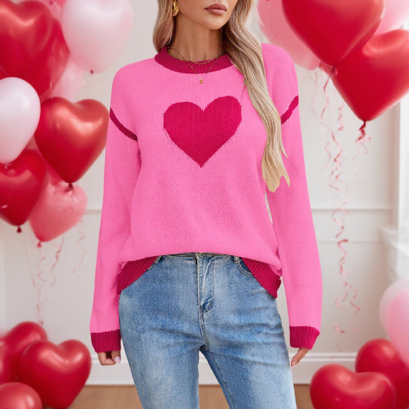 Pull en tricot pour femmes avec motif en cœur et coupe décontractée Chic & Stil