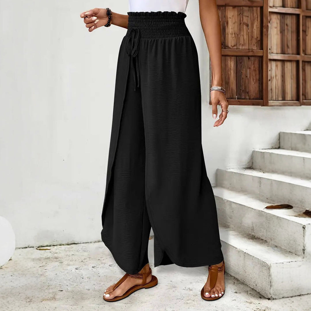 High-waisted wide pants for women with side slits Lune London