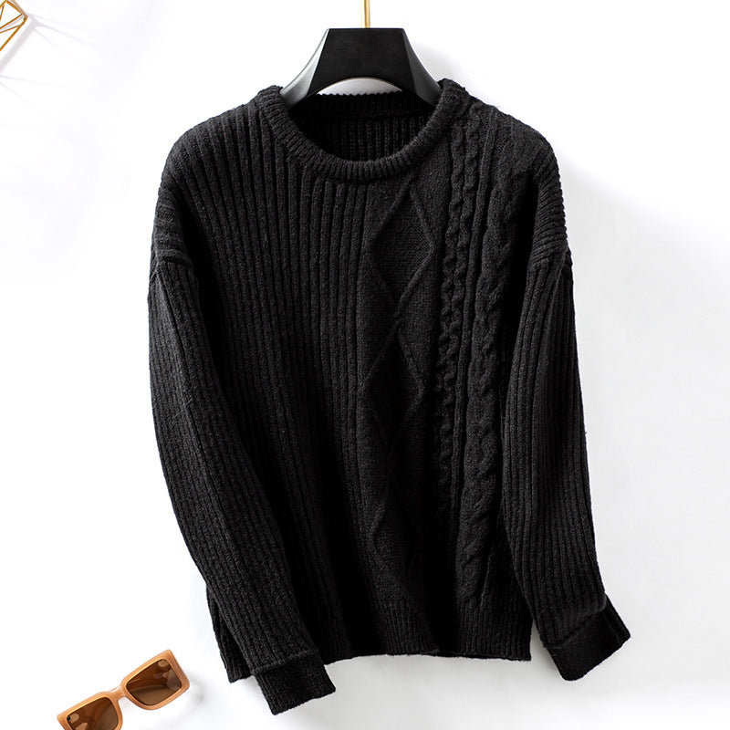 Fashion knitted sweater for women with structured patterns and a round neckline Lune London