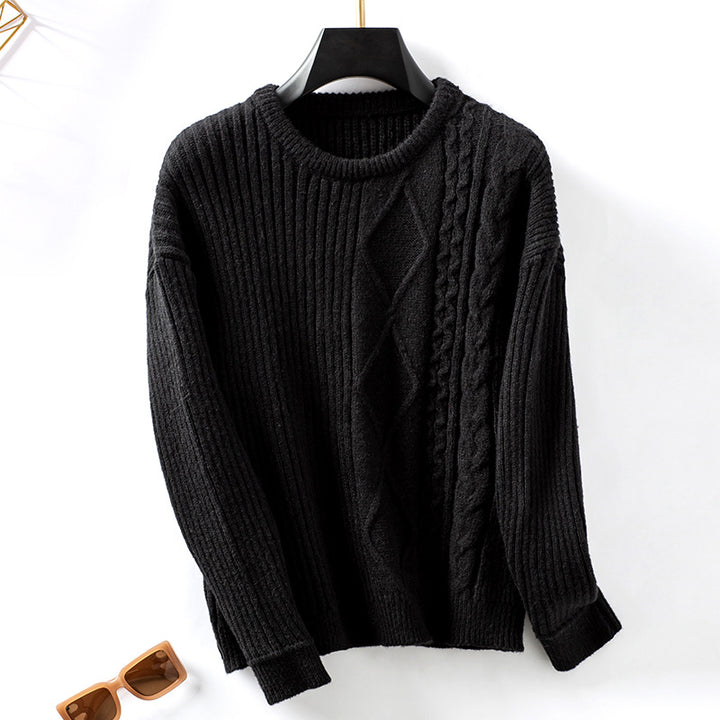 Fashion knitted sweater for women with structured patterns and a round neckline Lune London