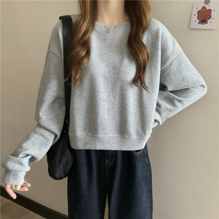 Women's casual cropped sweater made of soft cotton blend with stylish round neckline Lune London