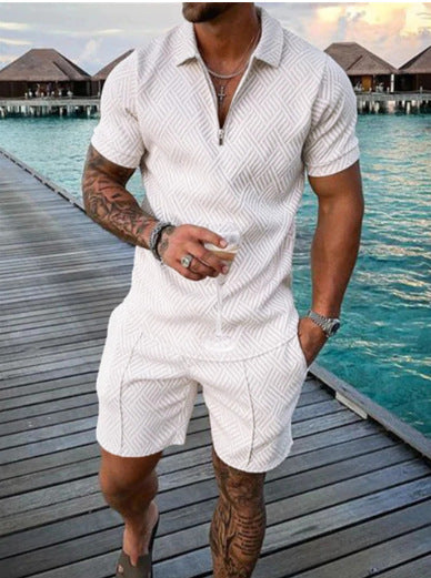 Trendy short jumpsuit for men with a textured design Lune London