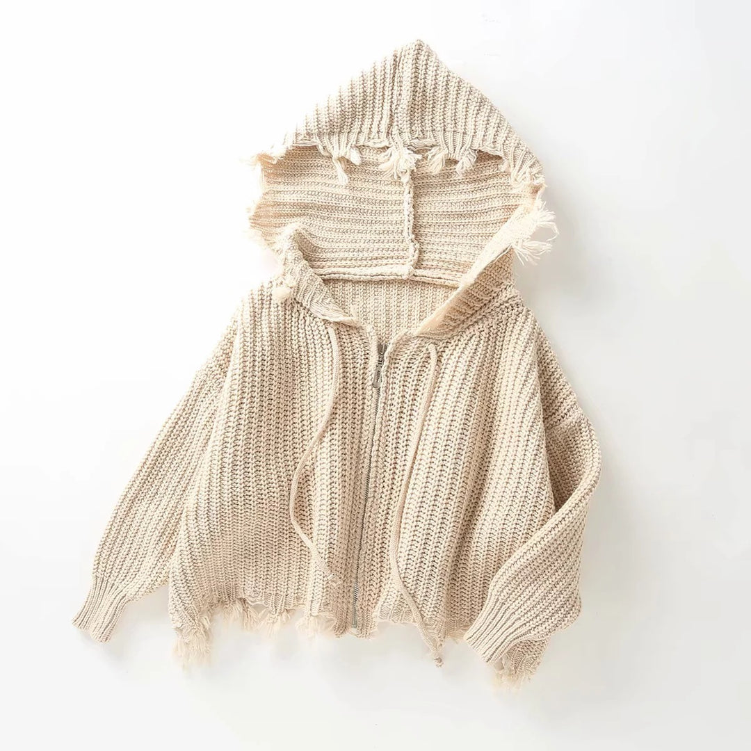 Lady oversized hoodie with oversized hood and fringes Lune London
